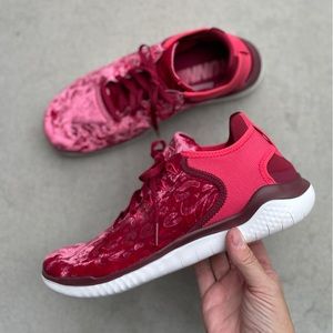 NIKE Women's Free RN '18 Wild Velet Sneakers in Red Crush